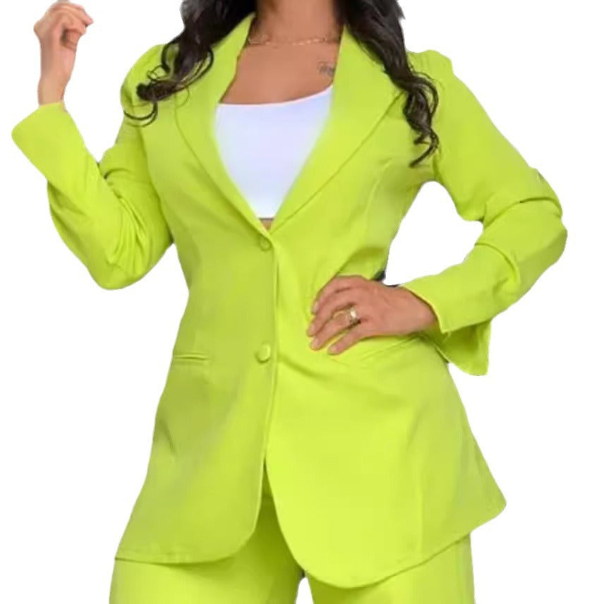 Damen Modernes Blazer-Set mit weiten Hosen und klassischem Schnitt Drune