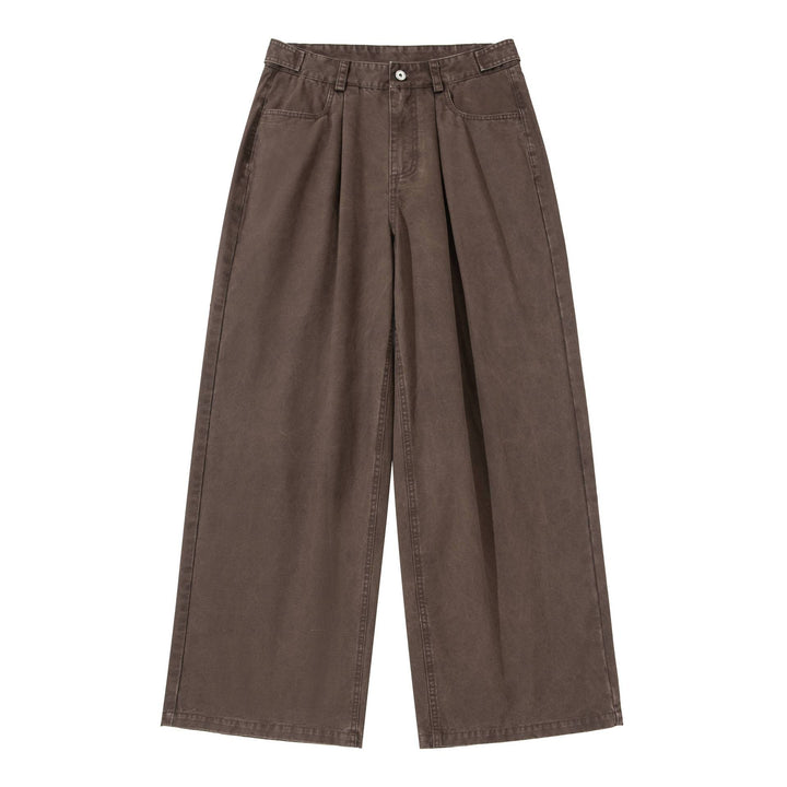 Damen Hochtaillierte Canvas-Culotte mit Vorderfalten und geradem Bein Drune