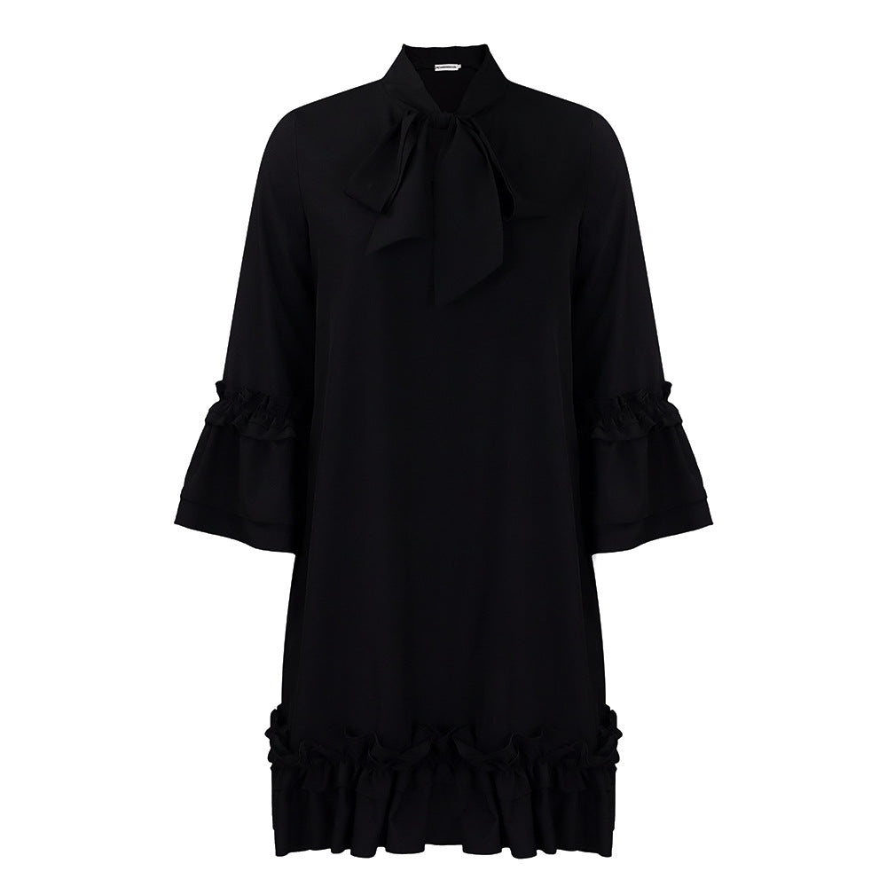 Damen Kleid mit Rüschendetails und schickem Stehkragen Drune