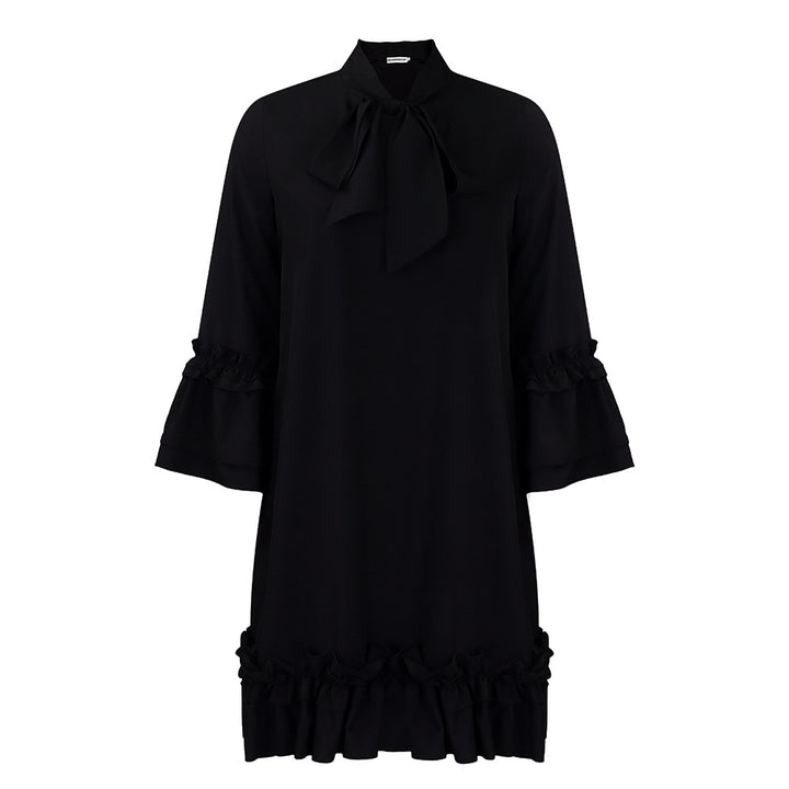 Damen Kleid mit Rüschendetails und schickem Stehkragen Drune