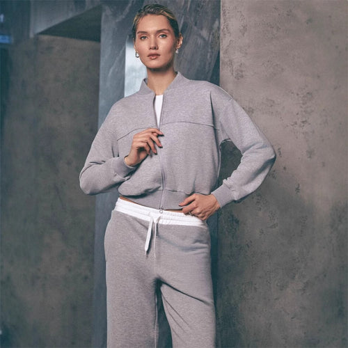 Damen lässiges Freizeit-Set mit weiten Hosen und modernem Kragen Drune