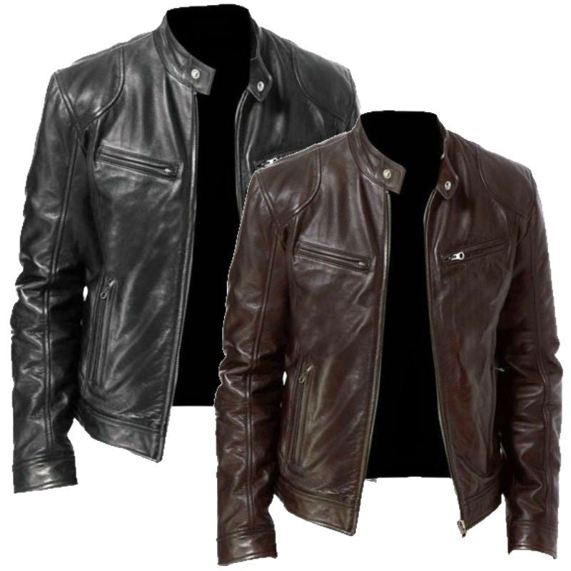 Herren Modische Biker-Lederjacke Drune