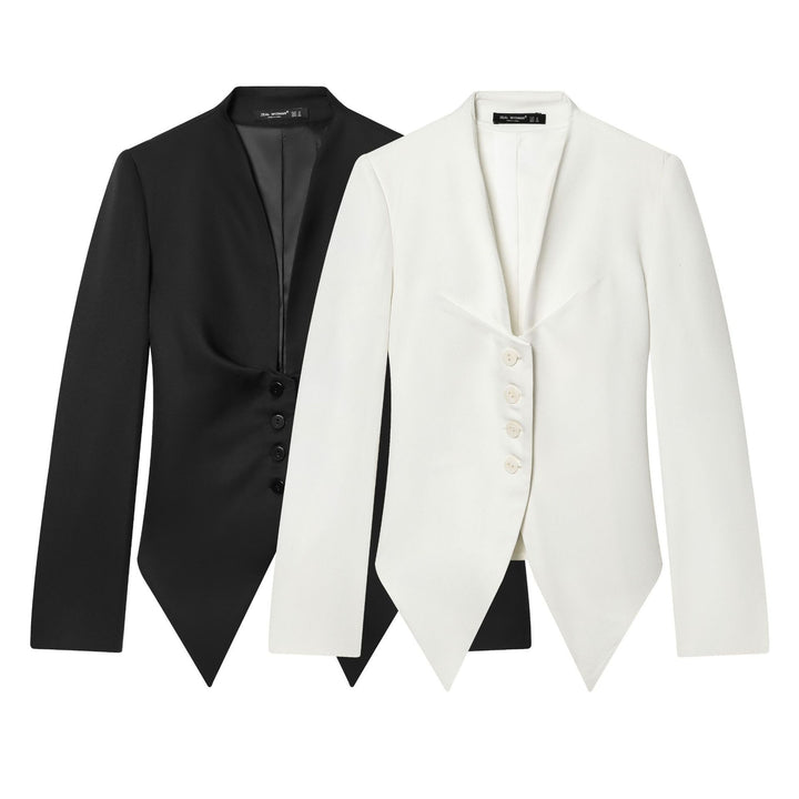Damen nan taillierter Blazer mit Schalkragen, figurbetonter Knopfleiste und spitz zulaufendem Zipfelsaum Drune