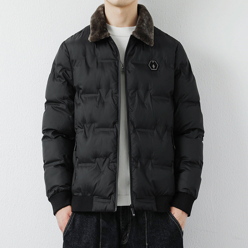 Herren Modische Steppjacke mit Kunstfellkragen Drune