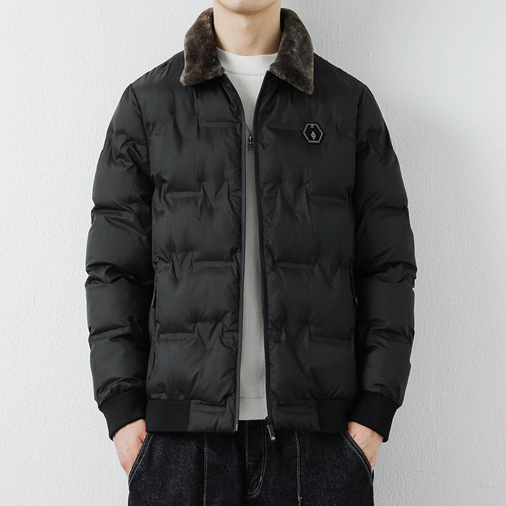 Herren Modische Steppjacke mit Kunstfellkragen Drune