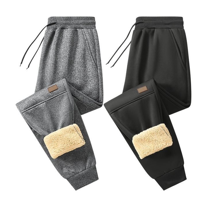 Herren Gefütterte Teddy-Fleece-Jogginghose mit elastischem Kordelbund & konischem Bein Drune