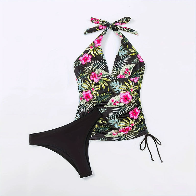 Damen Tankini-Set mit floralem Oberteil und klassischem Slip Drune