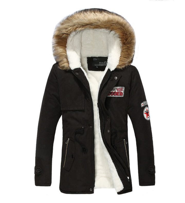 Herren stylische Winterjacke mit abnehmbarer Kapuze Drune
