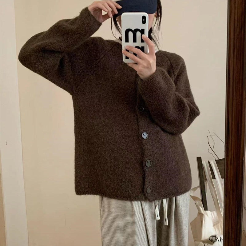 Damen Gemütlicher Cardigan mit Knopfdetails und weitem Schnitt Drune