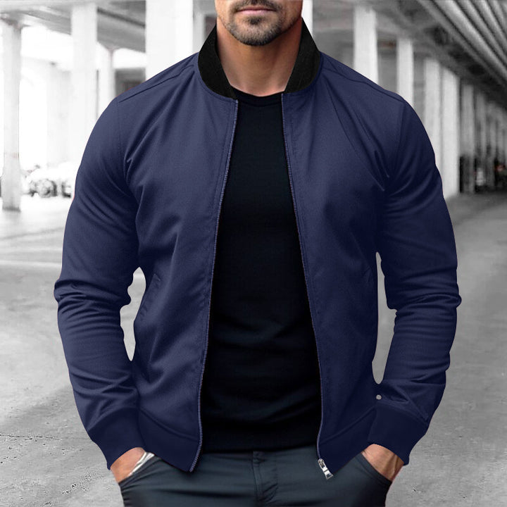Herren sportliche Jacke mit hohem Kragen und seitlichen Reißverschlusstaschen Drune