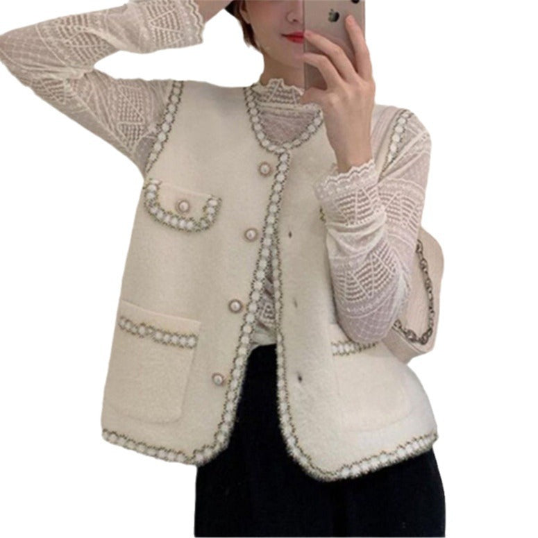 Damen Weste mit eleganter Perlenverzierung Drune