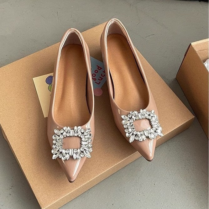 Damen elegante Ballerina-Schuhe mit funkelnder Strass-Applikation Drune