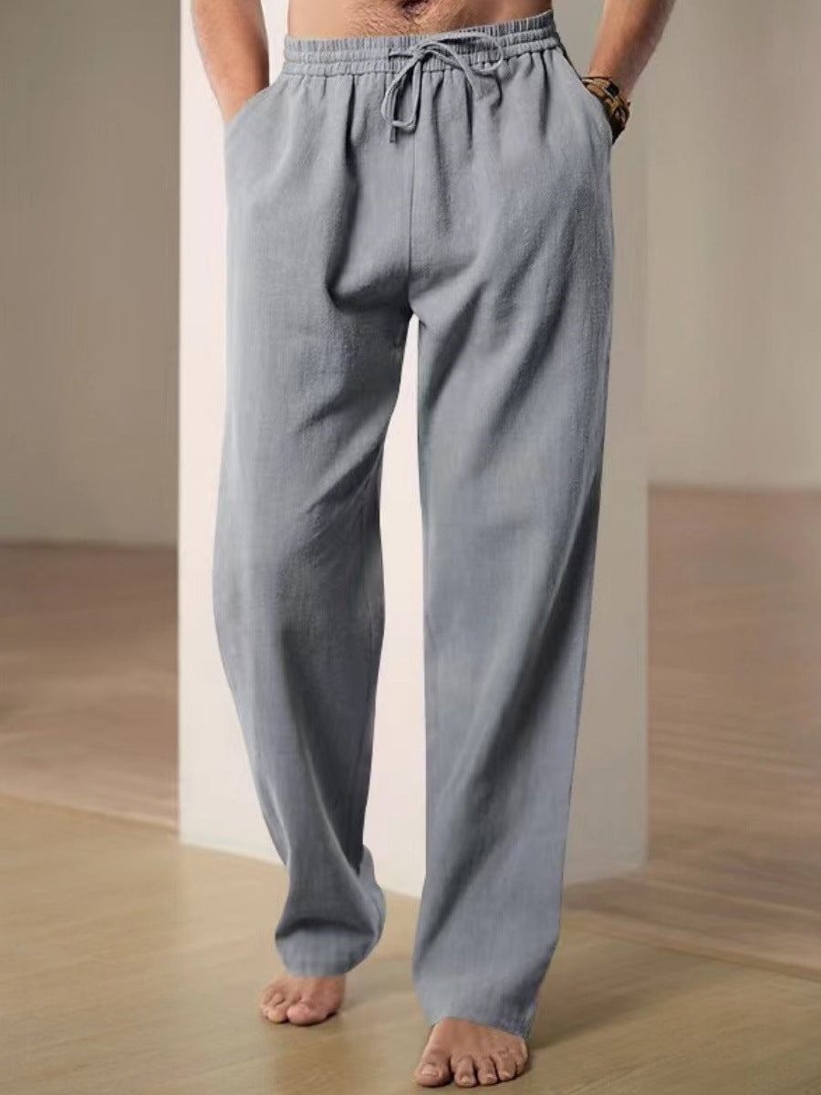 Herren Bequeme Leinenhose mit verstellbarem Bund Drune