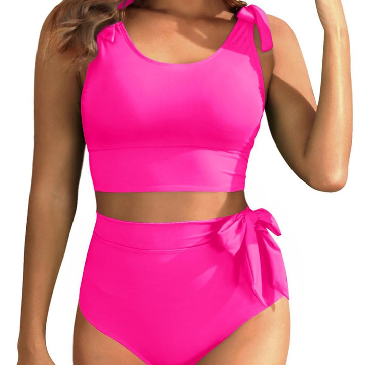 Damen Hochtailliertes Bikini-Set mit knotenverziertem Oberteil Drune