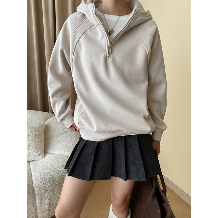Damen Bequemer Hoodie mit Halb-Reißverschluss Drune