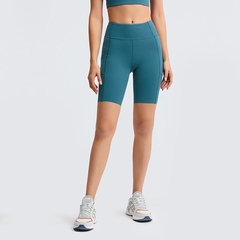 Damen Kompressions-Sportshorts mit hohem Bund und integrierten Seitentaschen Drune