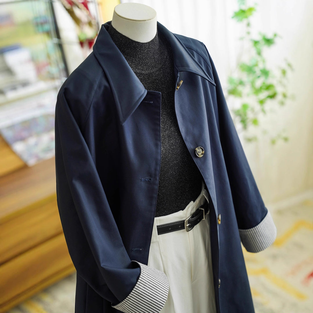 Damen Eleganter Trenchcoat mit Kontrastdetails Drune