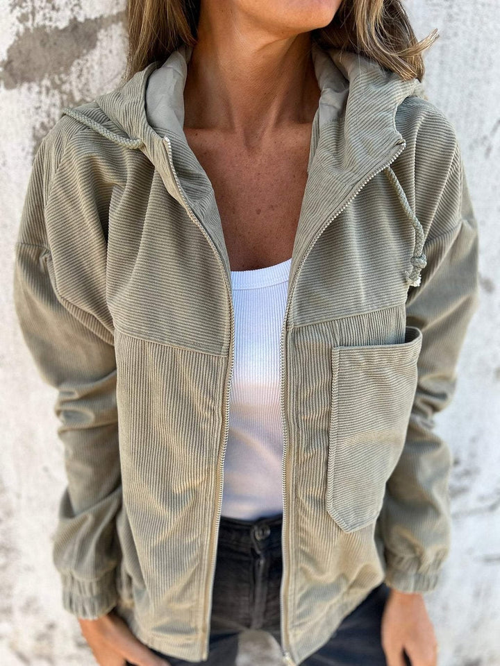 Drune | Cord Softshell Kapuzenjacke mit Reißverschluss