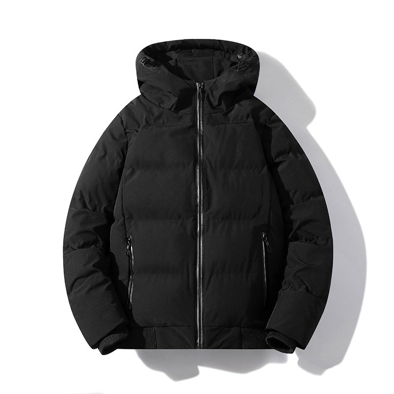 Herren Kurze Thermo-Steppjacke mit Kapuze, mattierter Oberfläche & Kontrastreißverschlüssen Drune