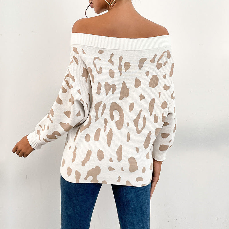 Damen Verspielt geschnittener Pullover mit Leopardenmuster Drune