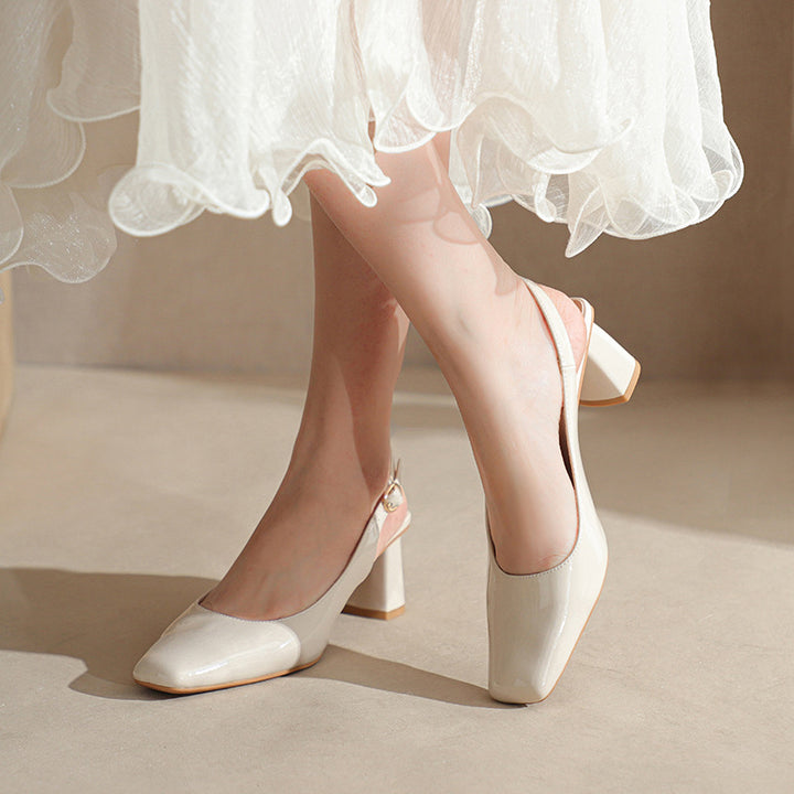 Frauen Schicke Slingback-Absätze mit Chunky Blockabsatz Drune