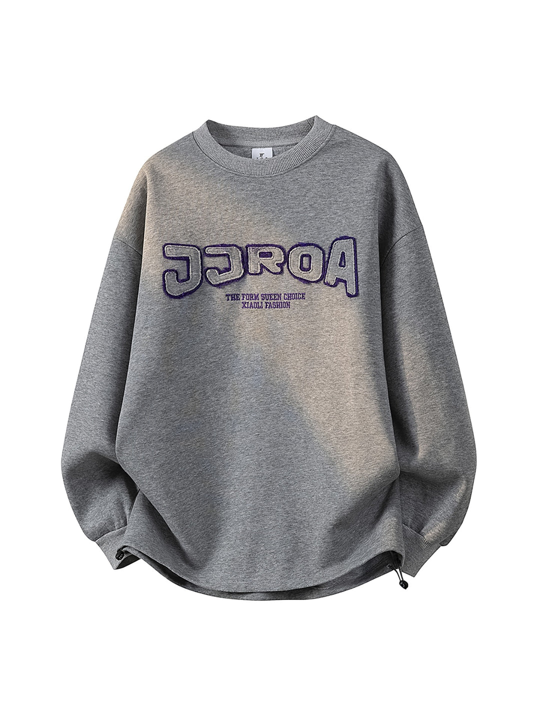 Damen Oversize-Sweatshirt mit gesticktem Schriftzug, abgerundetem Saum & überschnittener Schulter Drune