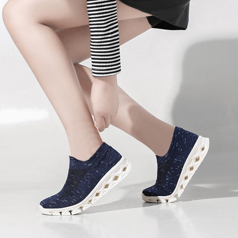 Unisex Leichter Slip-On Strick-Freizeitschuh mit wabenförmiger Hohlkammer-Sohle Drune