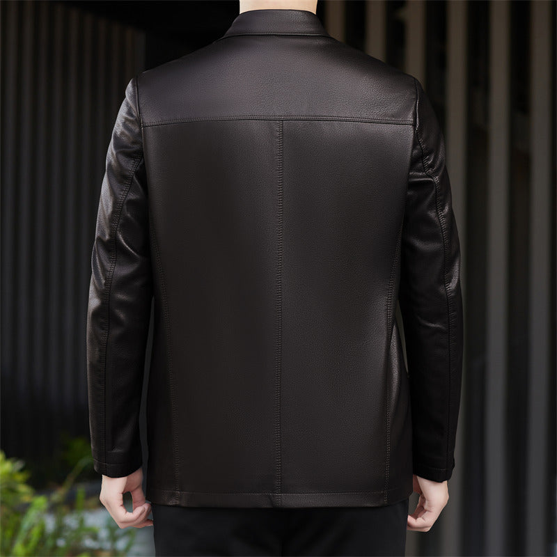 Herren Kunstlederjacke mit praktischen Taschen und modernem Schnitt Drune