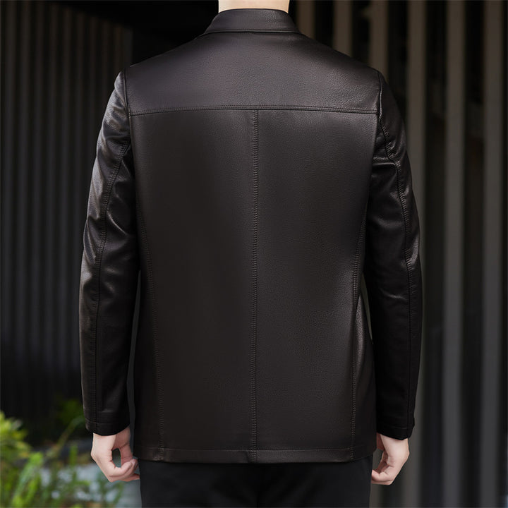 Herren Kunstlederjacke mit praktischen Taschen und modernem Schnitt Drune