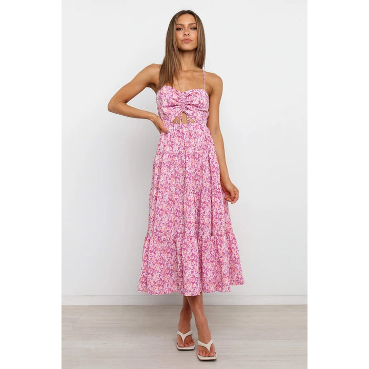 Damen Maxikleid mit raffiniertem Cut-Out und fließendem Rock Drune