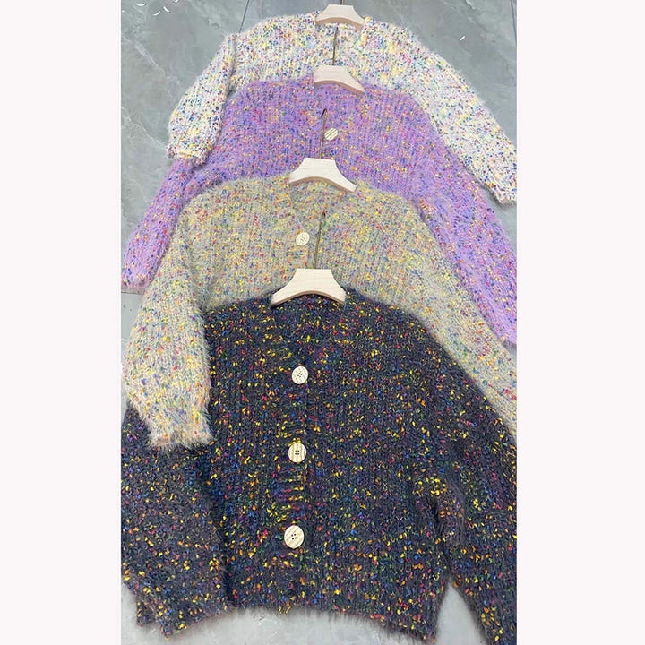 Damen Kuschelige Grobstrickjacke mit Knopfdetails Drune