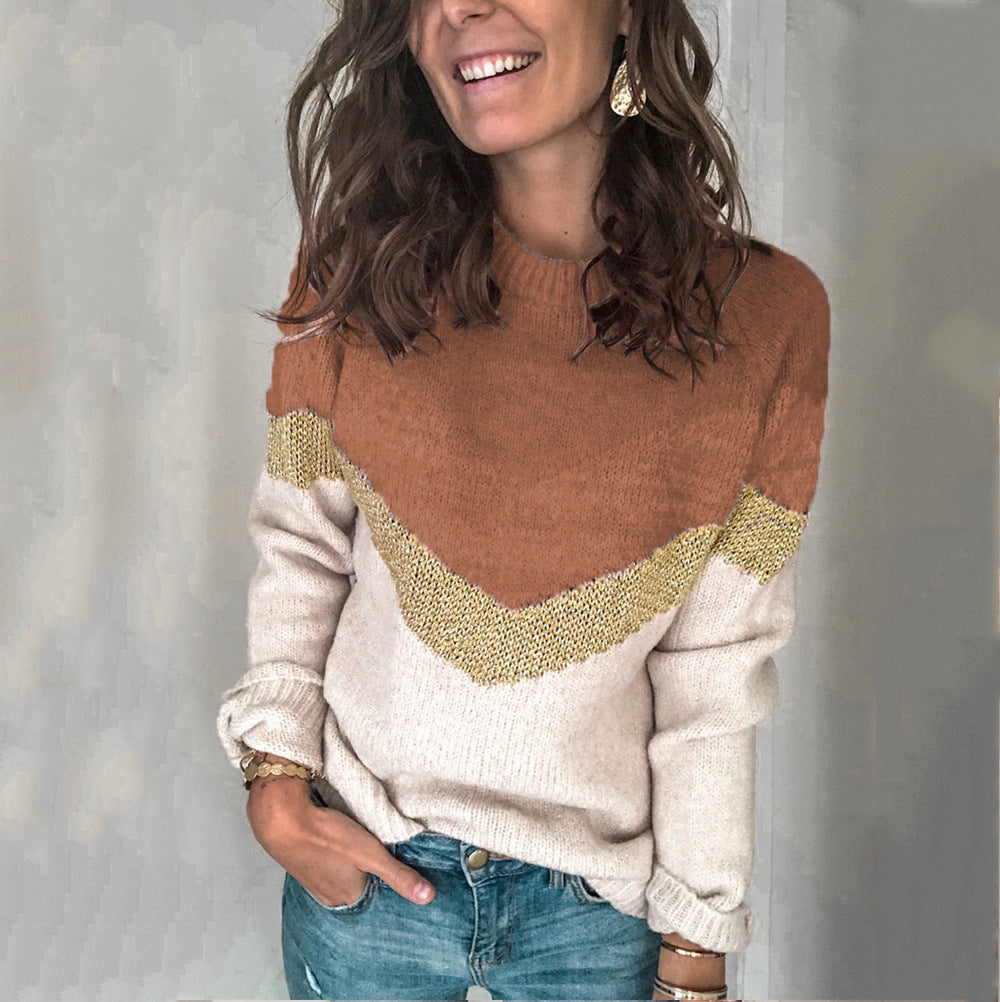Damen gemusterter Pullover mit grafischem Strickdesign Drune