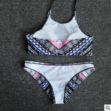 Damen Hochgeschlossener Bikini mit grafischem Muster Drune