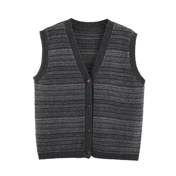 Herren Gestrickte Weste mit V-Ausschnitt, Knopfleiste und feinem Strukturstrick Drune