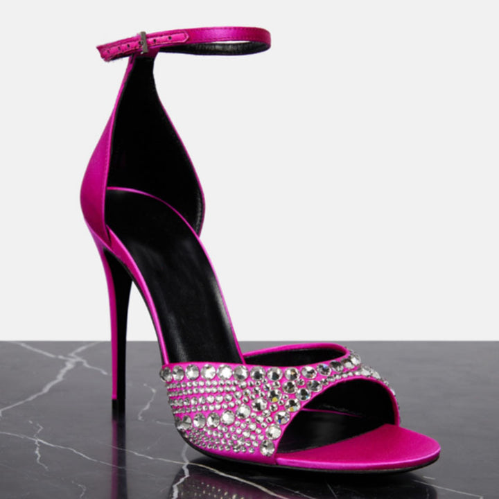 Damen Elegante Hochglanz Stiletto Sandalen mit Strass-Akzenten Drune