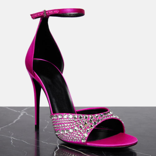 Damen Elegante Hochglanz Stiletto Sandalen mit Strass-Akzenten Drune