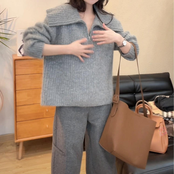Damen Strickpullover mit weitem Ausschnitt und lässigem Schnitt Drune