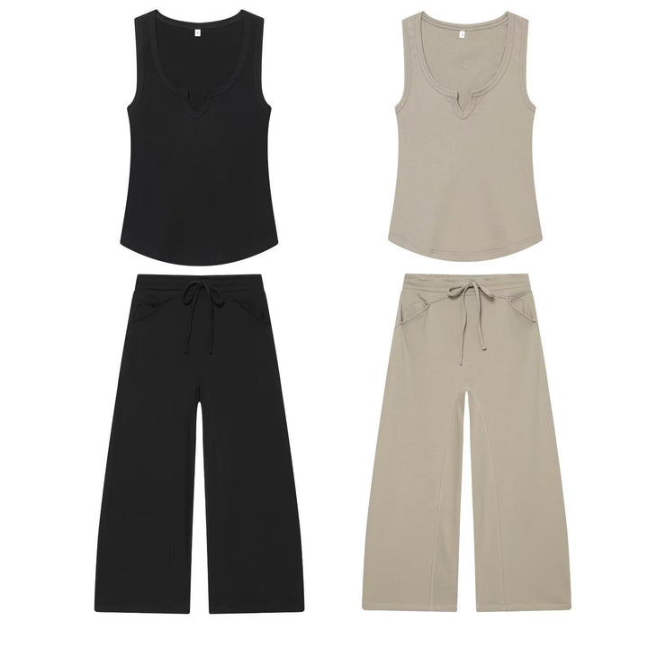 Damen Weite Cropped-Jogger mit Kordelzug, Eingrifftaschen und dekorativer Schrittnaht Drune