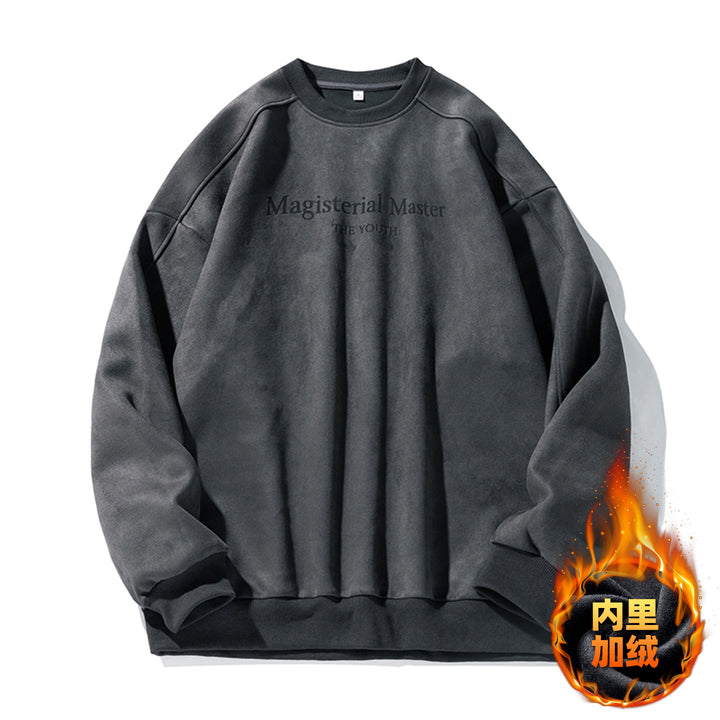 Unisex Oversize-Sweatshirt mit samtiger Fleece-Optik und tonalem Frontprint Drune