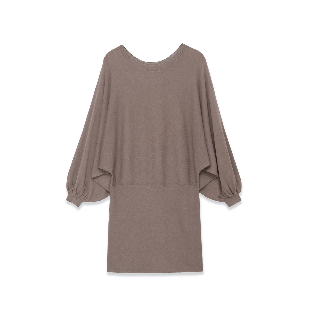 Damen Midikleid mit weitem Poncho-Oberteil und Ballonärmeln Drune