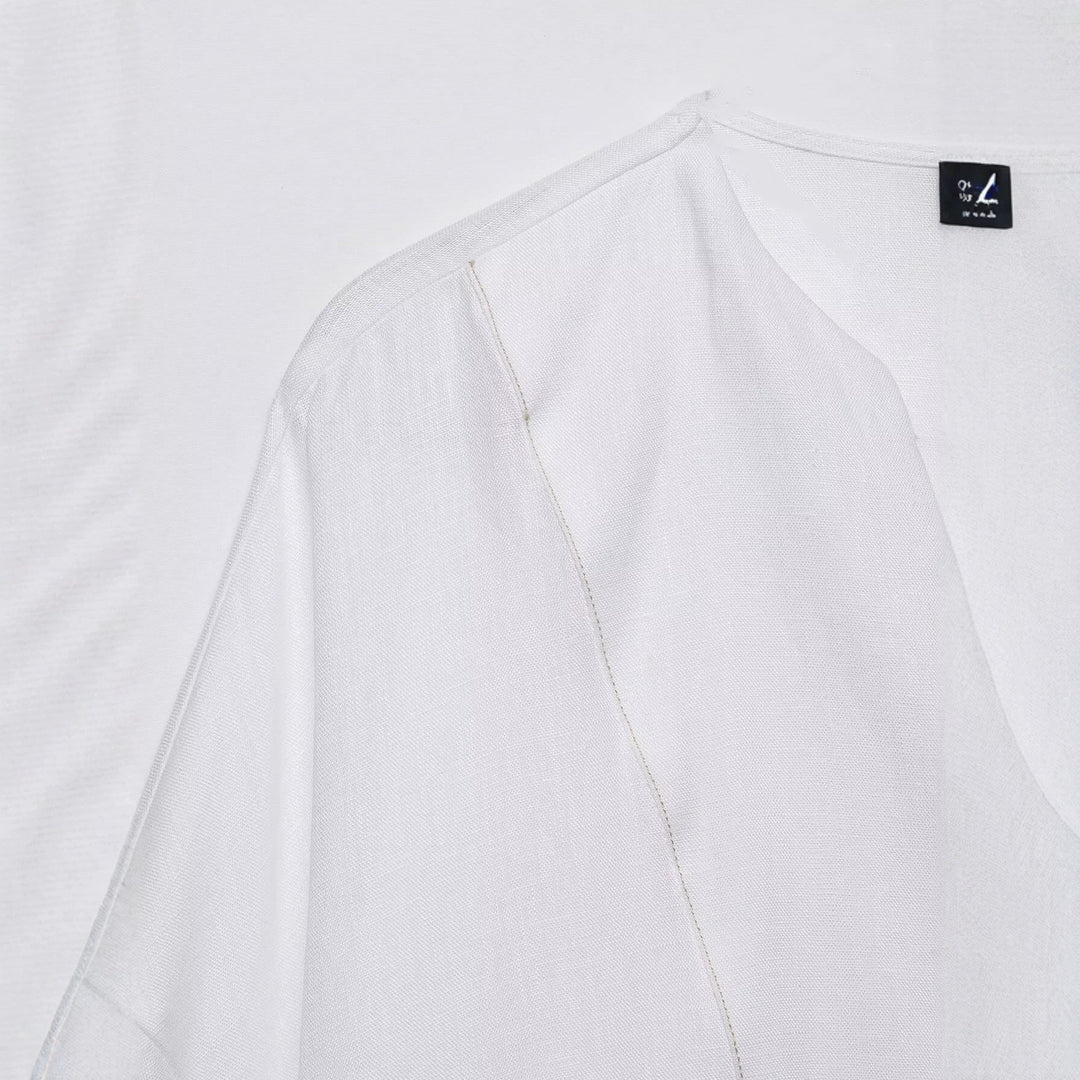Damen Weites Tunika-Blusenshirt mit V‑Ausschnitt und halber Knopfleiste Drune