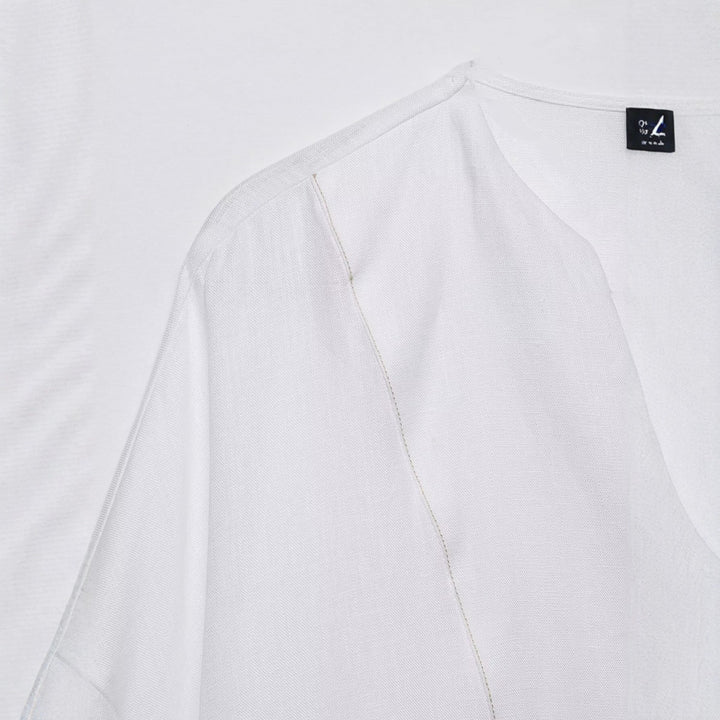 Damen Weites Tunika-Blusenshirt mit V‑Ausschnitt und halber Knopfleiste Drune