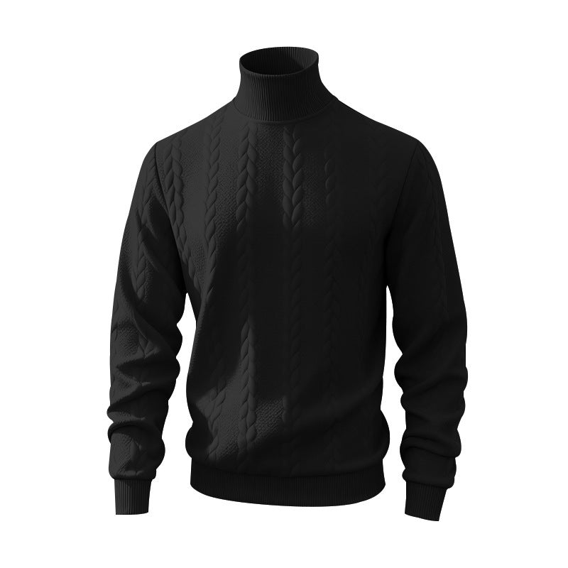 Herren Grobstrick-Rollkragenpullover mit Zopfmuster und gerippten Bündchen Drune
