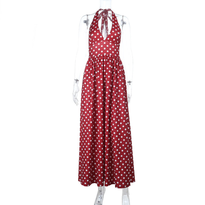 Damen Maxikleid mit Halterneck und punktemuster Drune