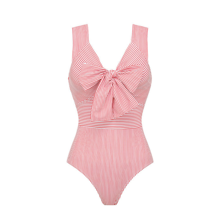 Damen Striped Bikini-Set mit eleganter Wickelbluse und modischem Rock Drune