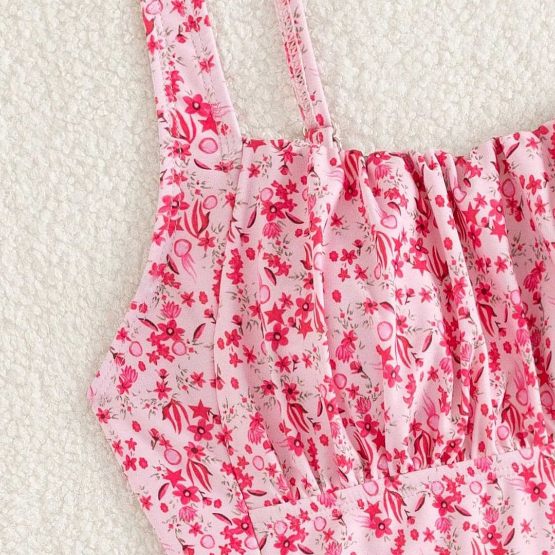 Damen Einteiliger Badeanzug mit floralem Rüschendesign Drune
