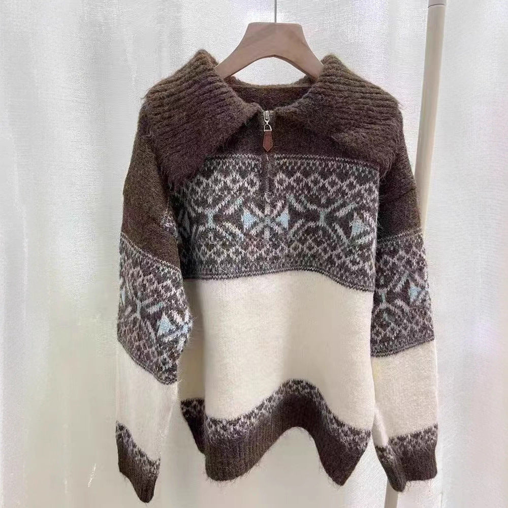 Damen Strickpullover mit aufwendigem Norweger-Muster Drune