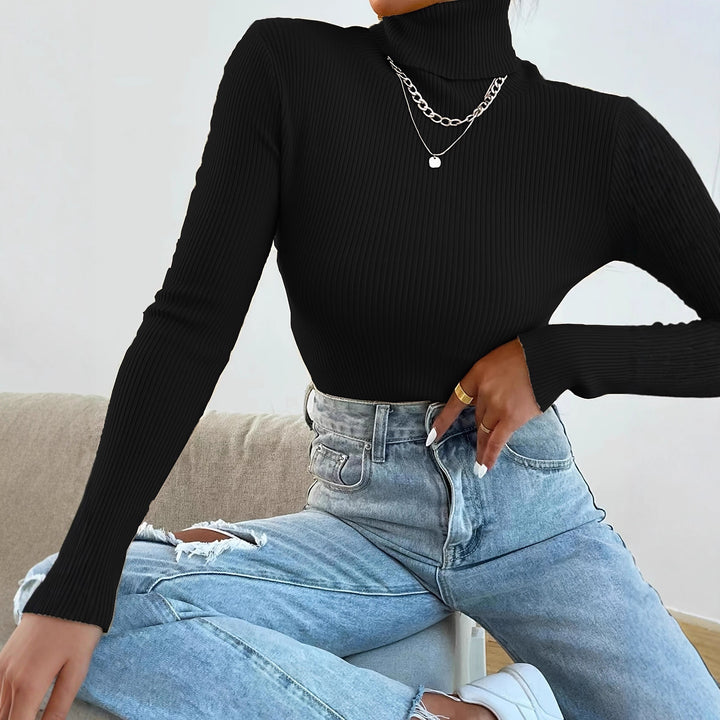 Damen Rollkragenpullover mit modernem Rippdesign Drune