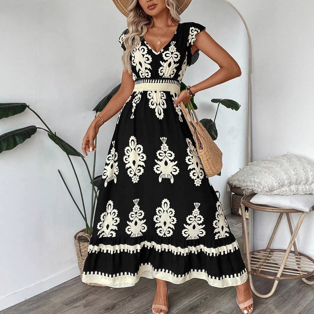 Damen Elegantes Maxikleid mit faszinierendem Musterdruck Drune