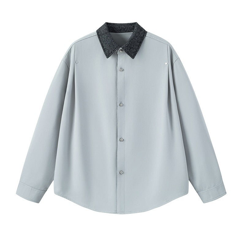 Damen Elegante Bluse mit Stehkragen Drune
